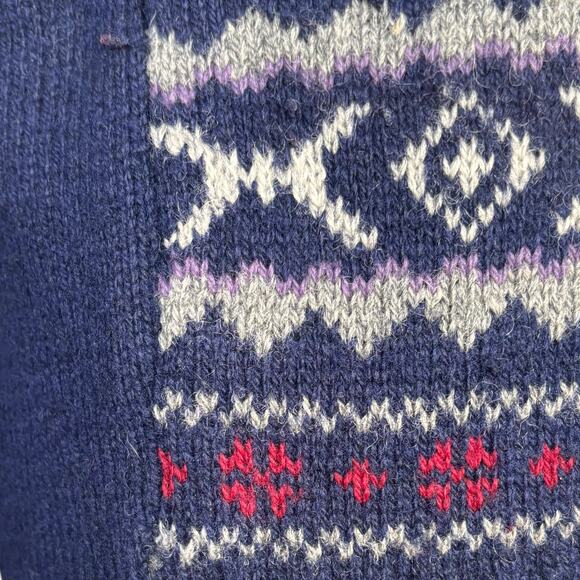 Vintage Par Four Sportswear Fair Isle Sweater Vest Navy Red Wool Blend Large - Picture 6 of 9